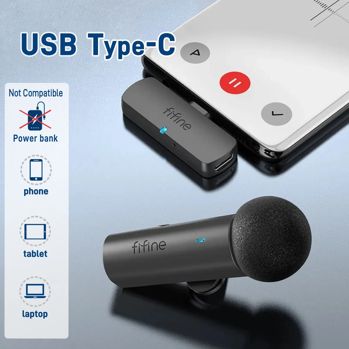 Micrófono Lavalier Inalámbrico FIFINE M6 – USB-C para Móvil, Tablet y Laptop