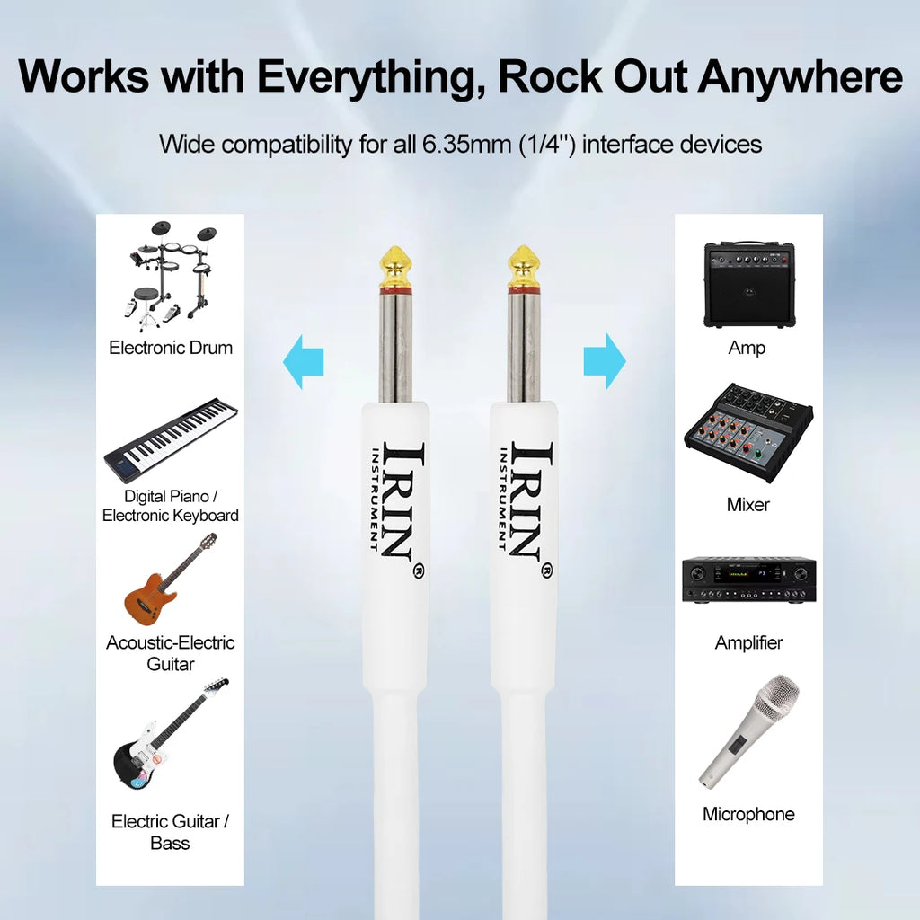 Cable de Guitarra IRIN Cobre Puro 6.35mm – 3/6/10M Anti-Ruido