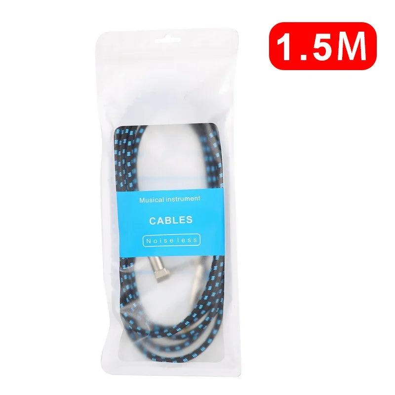 Cable de Guitarra Trenzado Jack 6.35mm 90° – Reducción de Ruido