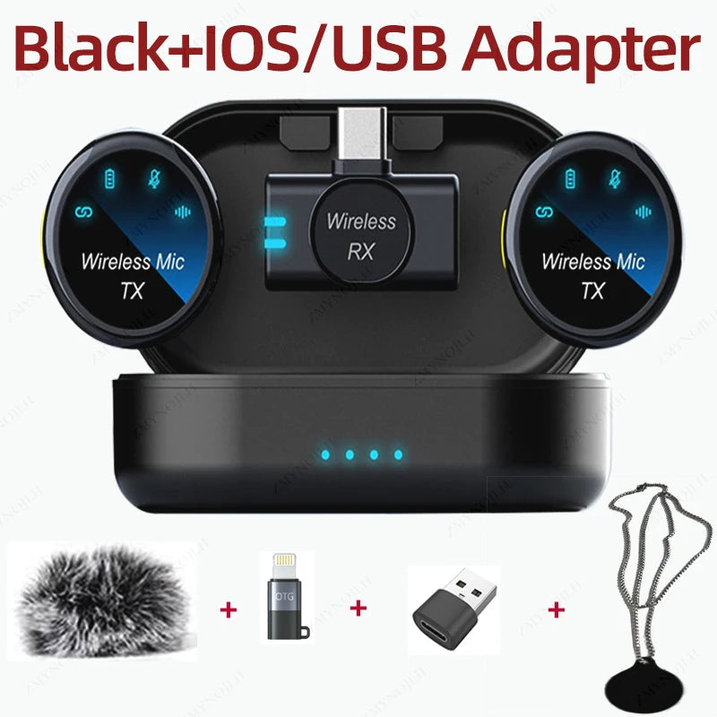 Micrófono Lavalier Inalámbrico Magnético con Cancelación de Ruido – iOS, Android, USB-C