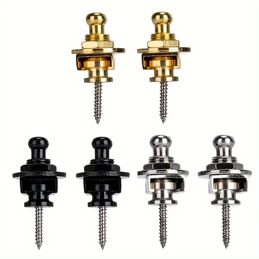 Strap Lock Aleación Premium – 2 Unidades Dorado/Negro para Guitarra Eléctrica, Acústica y Bajo