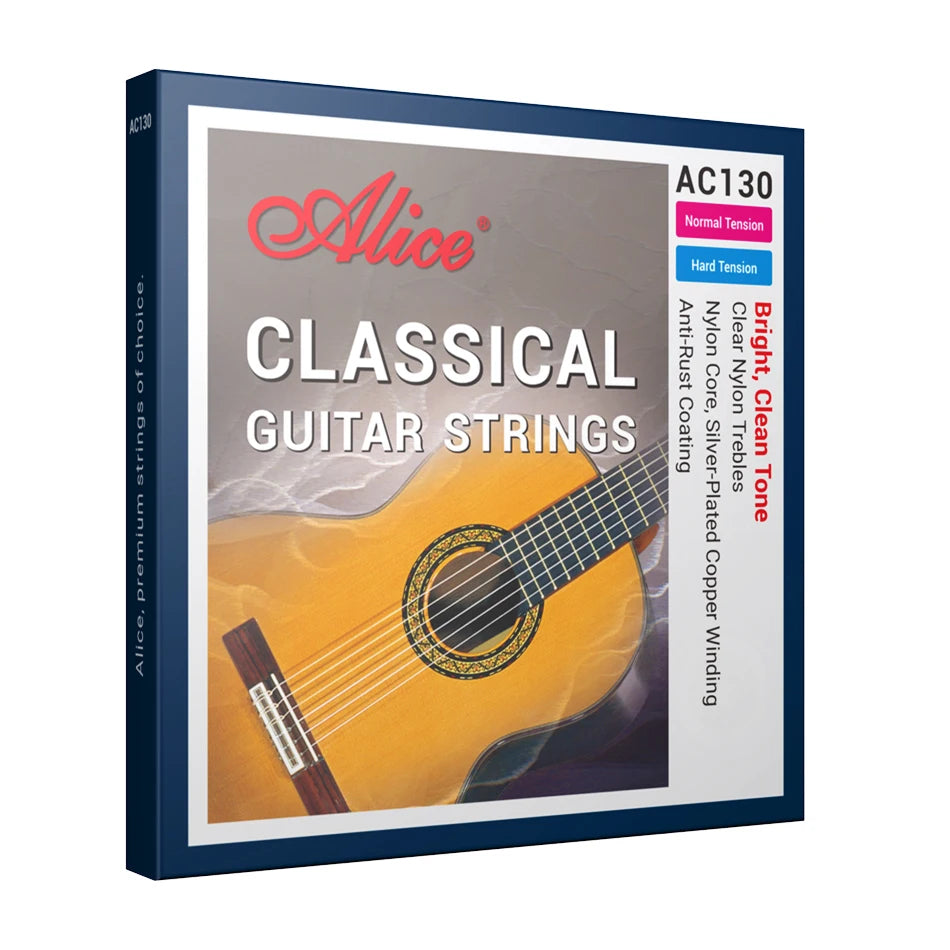 Cuerdas Guitarra Clásica Alice AC130 – Nylon + Cobre Plateado | Tensión Normal y Alta