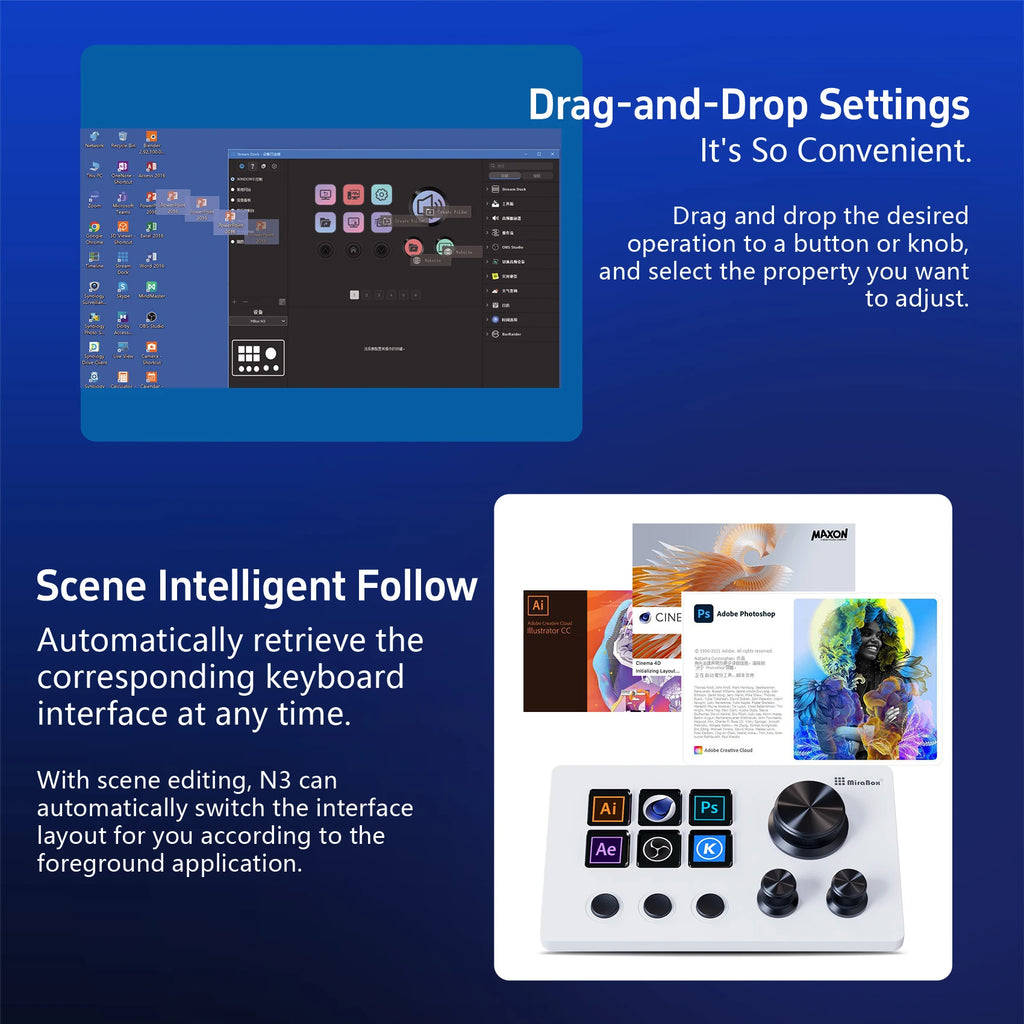 Stream Deck Mirabox N3 – Consola Creativa con Macropad Visual para Streaming y Gaming