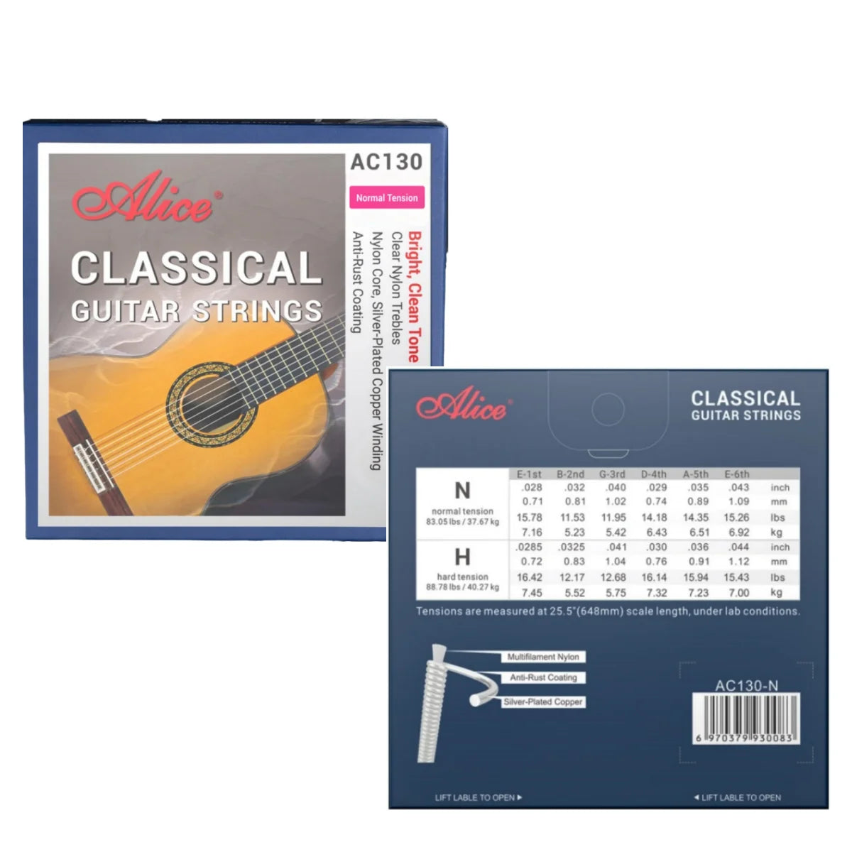Cuerdas Guitarra Clásica Alice – Set Nylon | AC148 / AC158 / AC108 / AC130 / AC139 / AC136 / AC132
