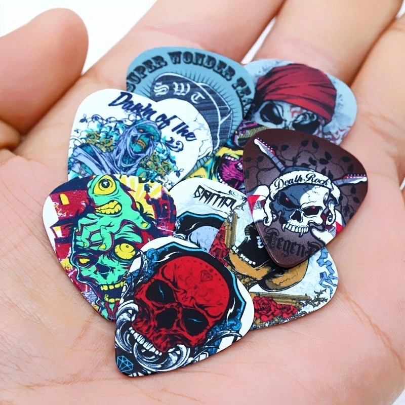 Púas de Guitarra con Diseños – Pack 50 Unidades | 3 Grosores | Guitarra Acústica y Ukulele