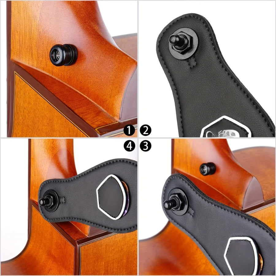 Strap Lock Aleación Premium – 2 Unidades Dorado/Negro para Guitarra Eléctrica, Acústica y Bajo