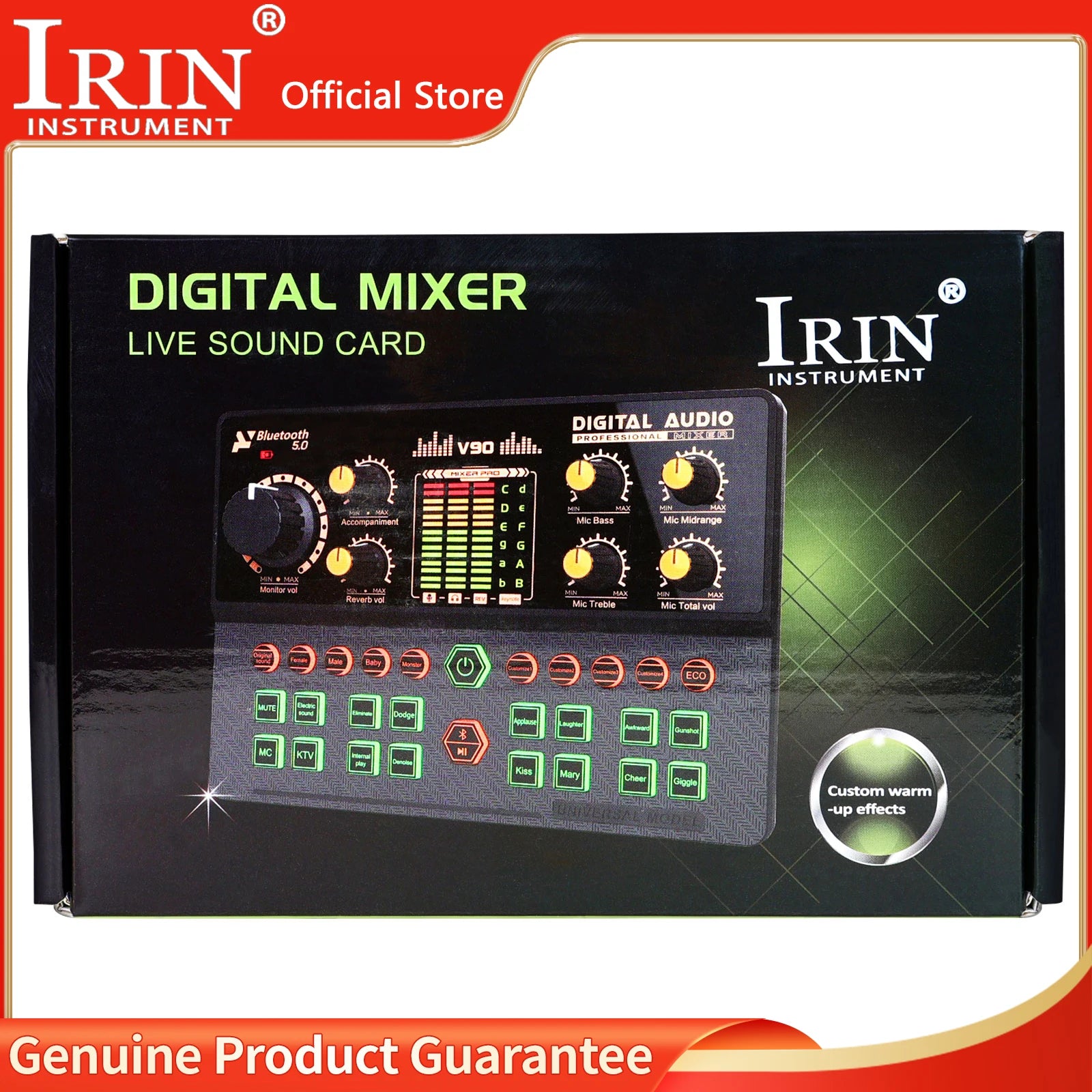 Mixer de Audio IRIN V90 – Interfaz, Bluetooth, Cambiador de Voz para PC y Streaming