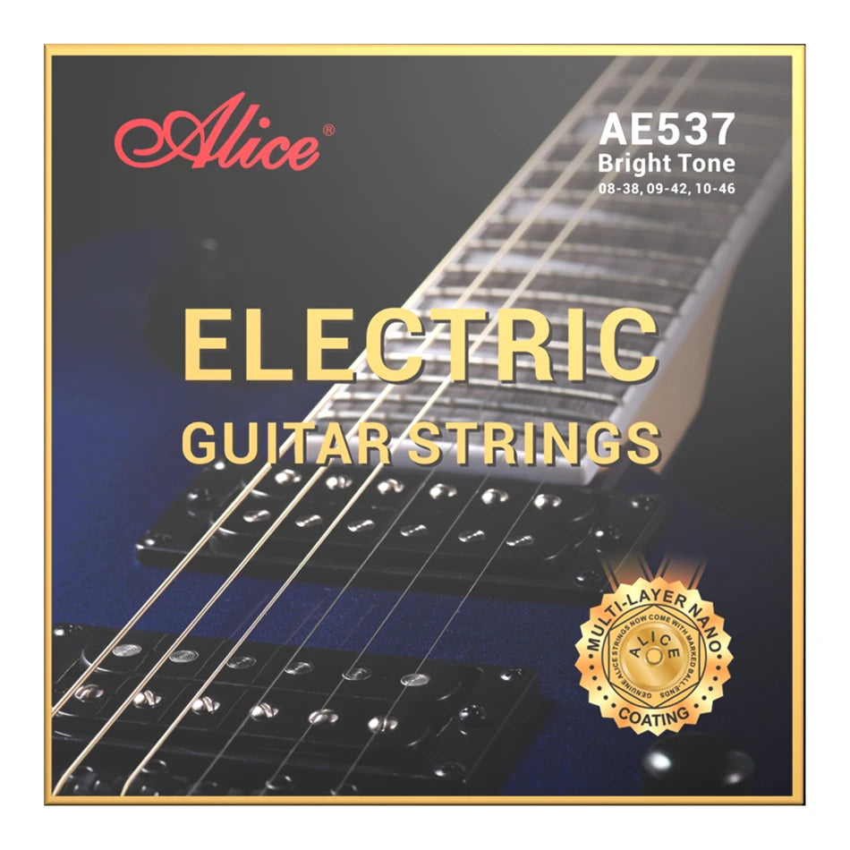 Cuerdas Guitarra Eléctrica Alice AE537 – Nano Coating, Núcleo Hexagonal | Calibres .008/.009/.010