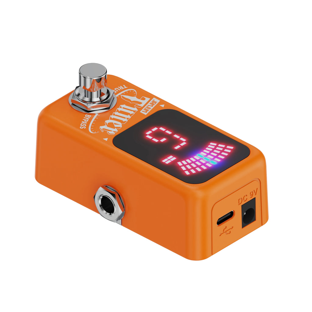 Mini Guitar Tuner Chromatic Tuner Pedal Effect LED Display True Bypass High-Accuracy Silent Tuning Function