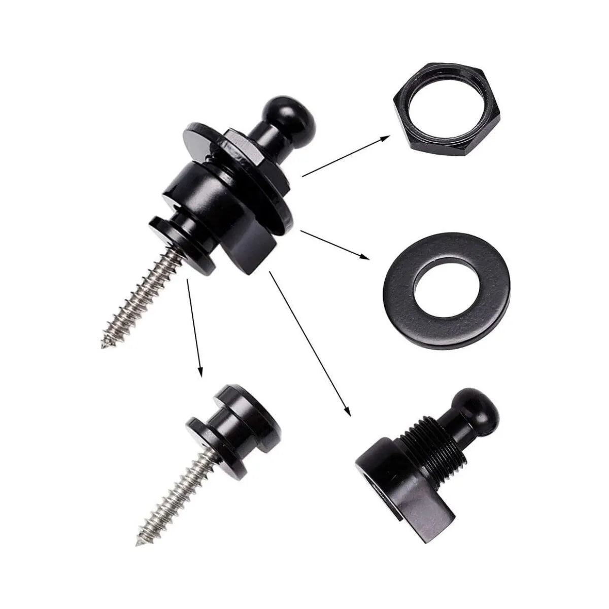 Pines de Correa Premium Metal – 1 o 2 Unidades | Strap Locks para Guitarra y Bajo | 3 Colores