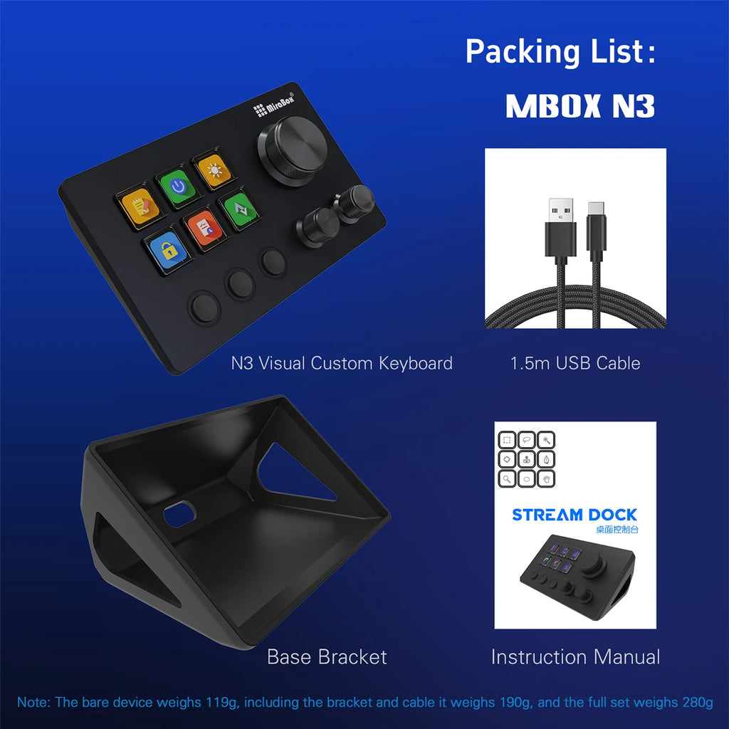 Stream Deck Mirabox N3 – Consola Creativa con Macropad Visual para Streaming y Gaming