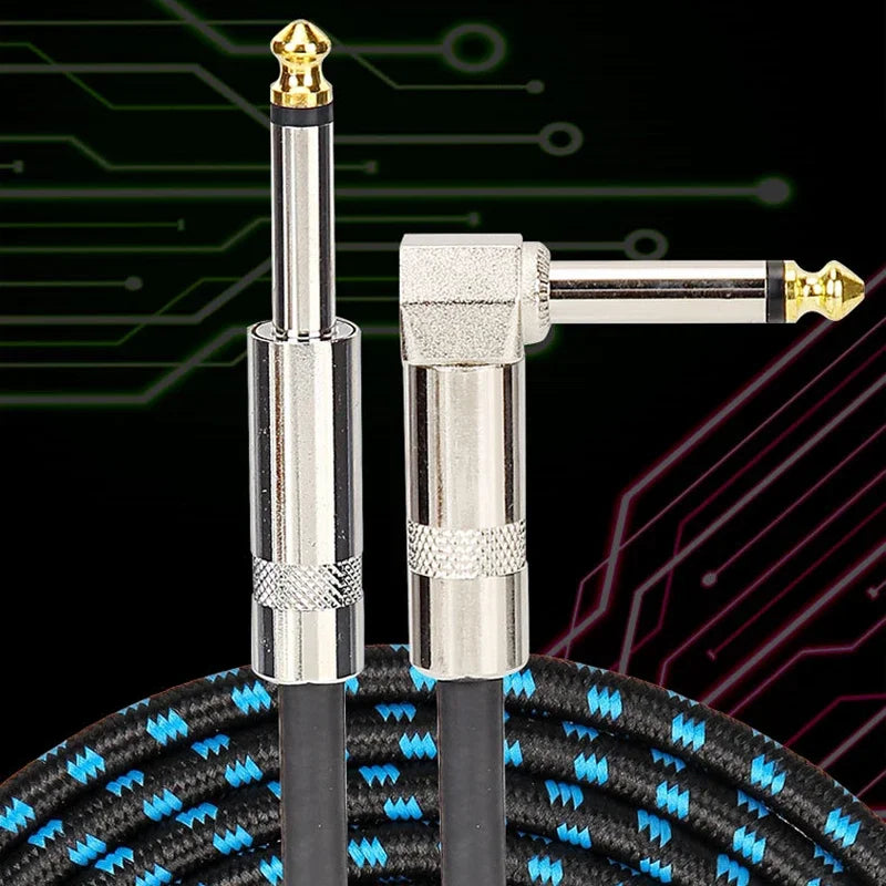 Cable de Guitarra Trenzado Jack 6.35mm 90° – Reducción de Ruido