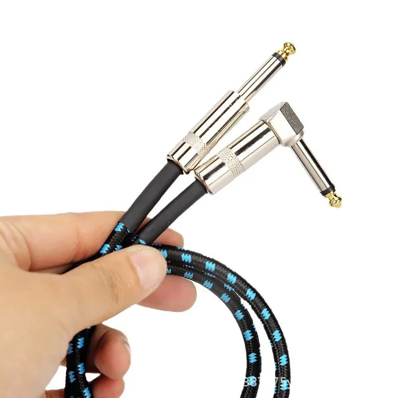 Cable de Guitarra Trenzado Jack 6.35mm 90° – Reducción de Ruido