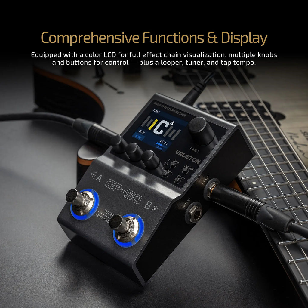 Procesador Multiefectos VALETON GP-50 – NAM & IR Loader con 100+ Efectos para Guitarra y Bajo