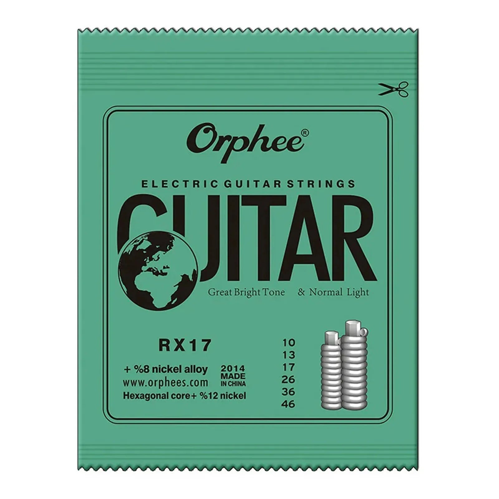 Cuerdas Guitarra Eléctrica Orphee RX Series – Acero Hexagonal | 1, 5 o 10 Sets