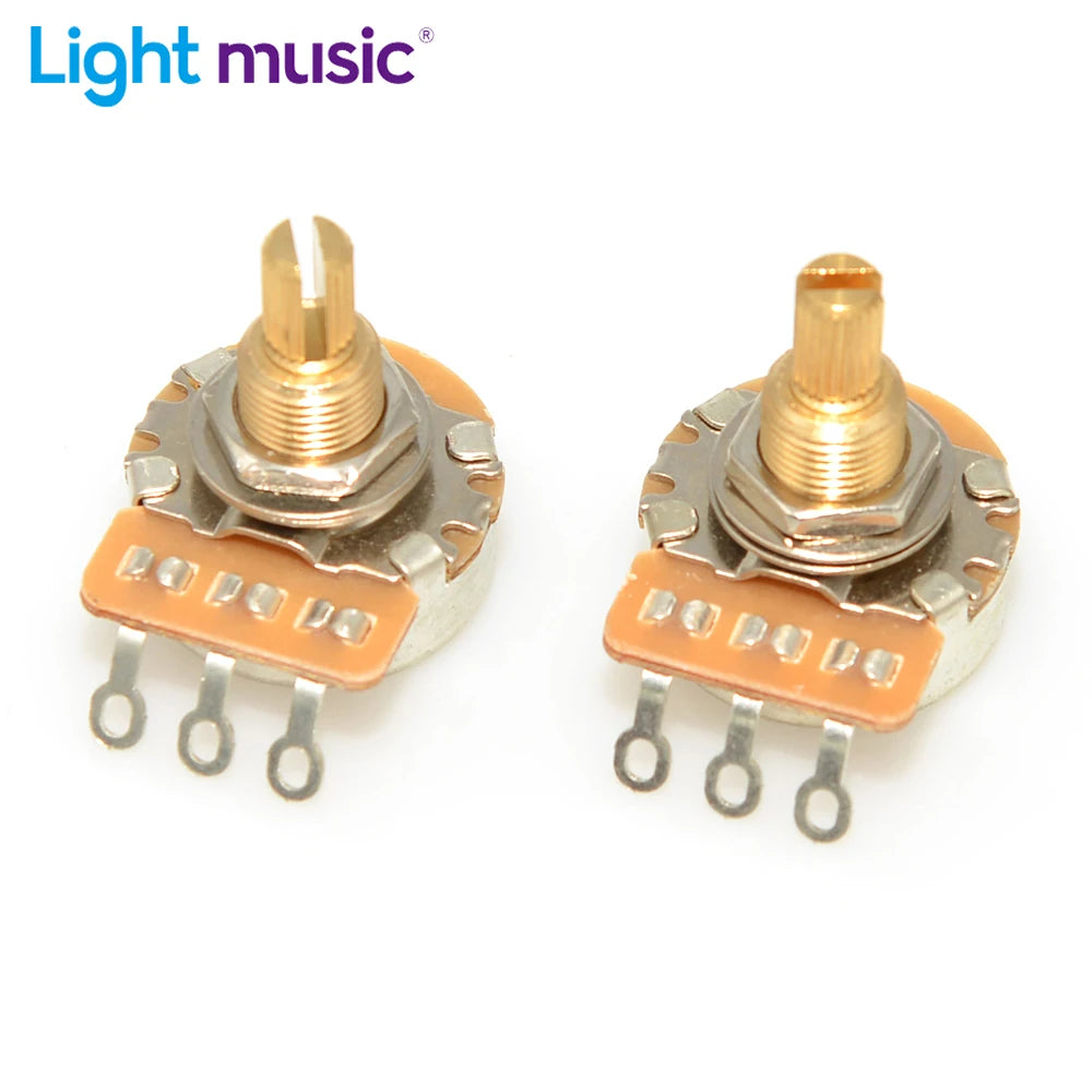 Potenciómetros para Guitarra – 2 Unidades A250K/B250K/A500K/B500K | Eje Corto Latón