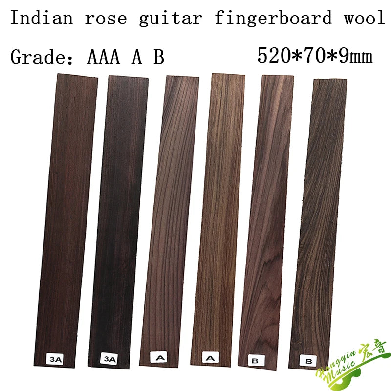 Diapásón de Palo de Rosa Indio para Guitarra – 500-520mm | Grados 3A, A y B | Luthería