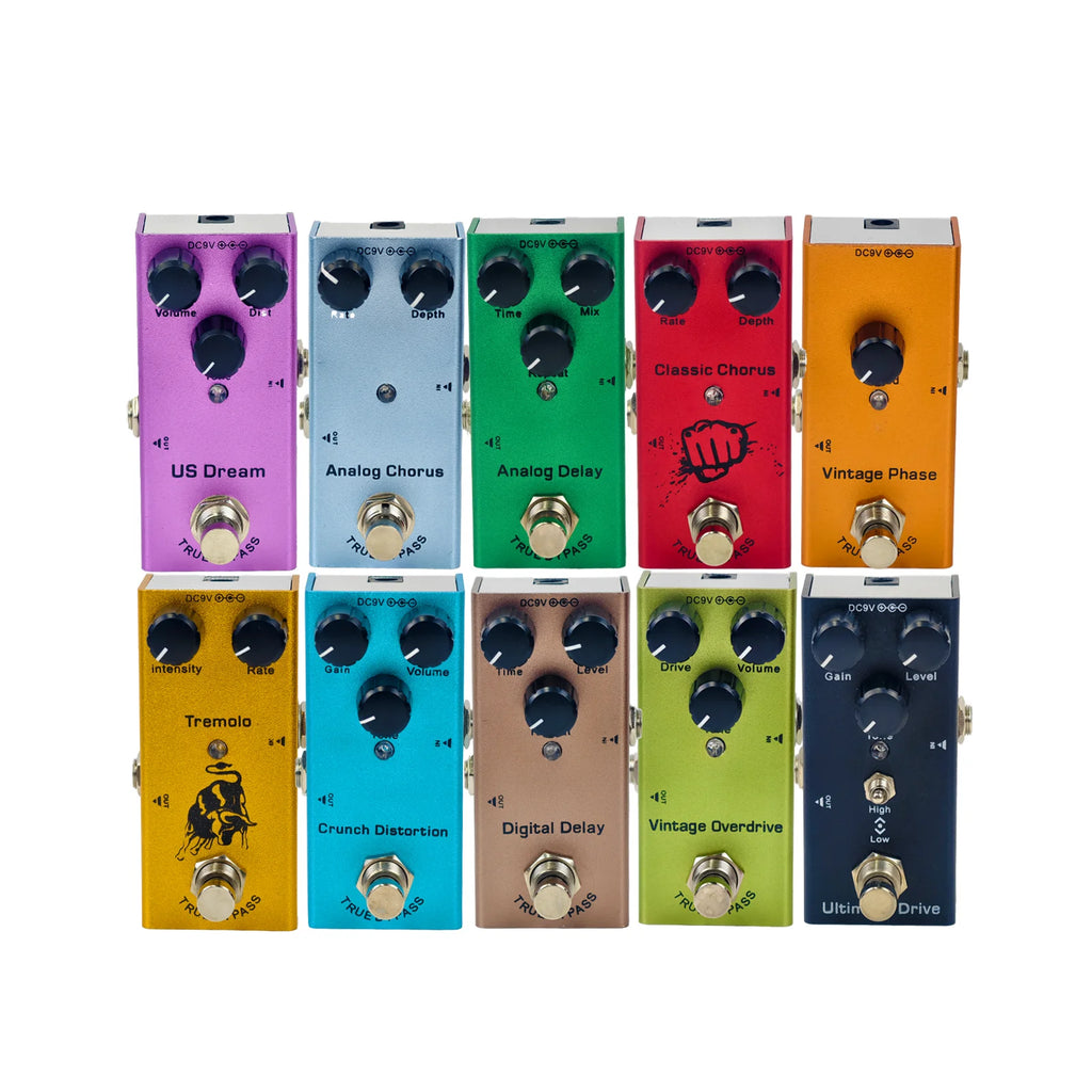 Efectos Stompbox para Guitarra: Modulaciones, Distorsiones, Overdrive, Retardos.