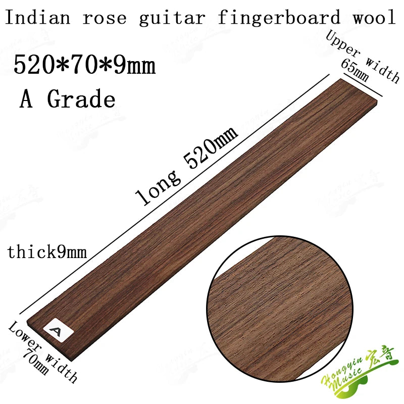 Diapásón de Palo de Rosa Indio para Guitarra – 500-520mm | Grados 3A, A y B | Luthería