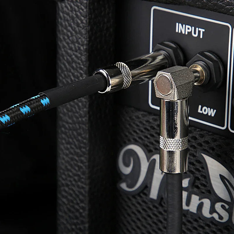 Cable de Guitarra Trenzado Jack 6.35mm 90° – Reducción de Ruido