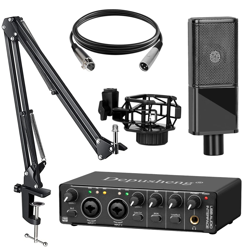 Interfaz de Audio DEPUSHENG MD32 — USB-C con Monitoreo para Guitarra y Grabación