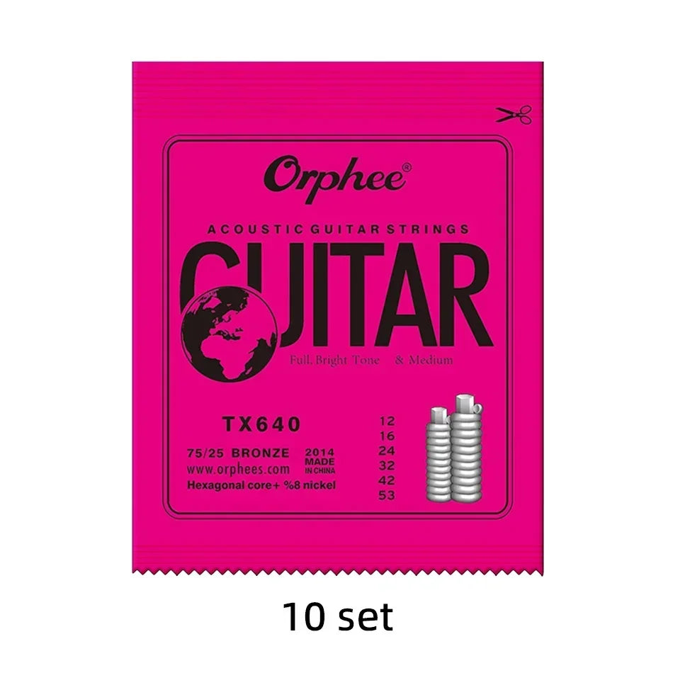 Cuerdas Guitarra Acústica Orphee TX Series – Bronce 75/25 | Calibres .010/.011/.012 | Pack 10 Sets