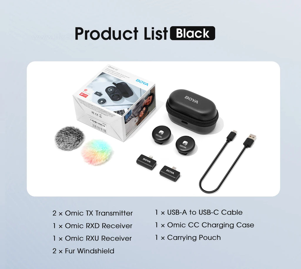 Micrófono Lavalier Inalámbrico BOYA Omic – iPhone, Android, USB-C
