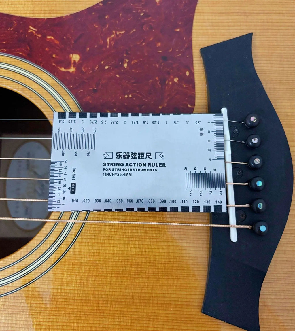 Regla de Acción para Guitarra y Bajo – Medidor de Altura de Cuerdas Acero Inoxidable