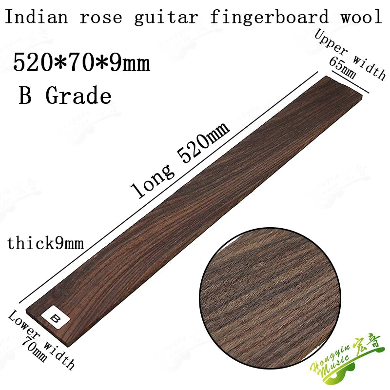 Diapásón de Palo de Rosa Indio para Guitarra – 500-520mm | Grados 3A, A y B | Luthería