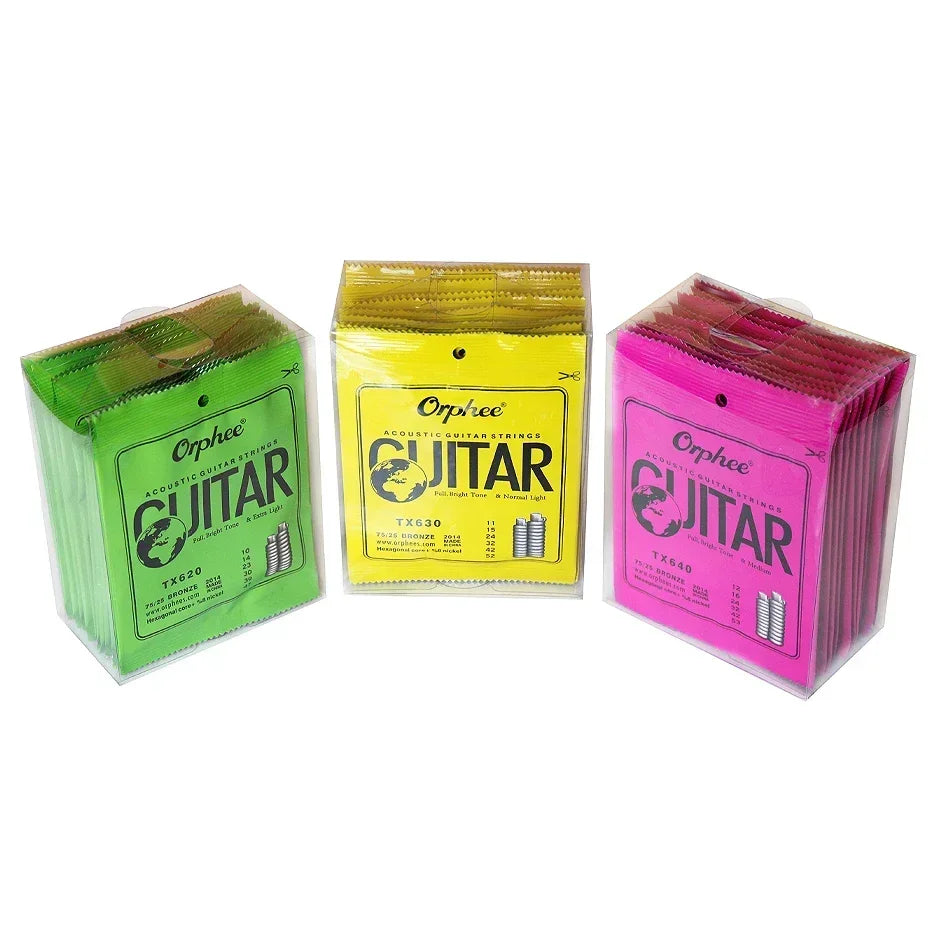 Cuerdas Guitarra Acústica Orphee TX Series – Bronce 75/25 | Calibres .010/.011/.012 | Pack 10 Sets