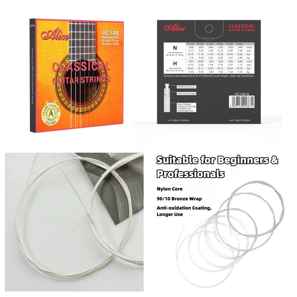 Cuerdas Guitarra Clásica Alice – Set Nylon | AC148 / AC158 / AC108 / AC130 / AC139 / AC136 / AC132