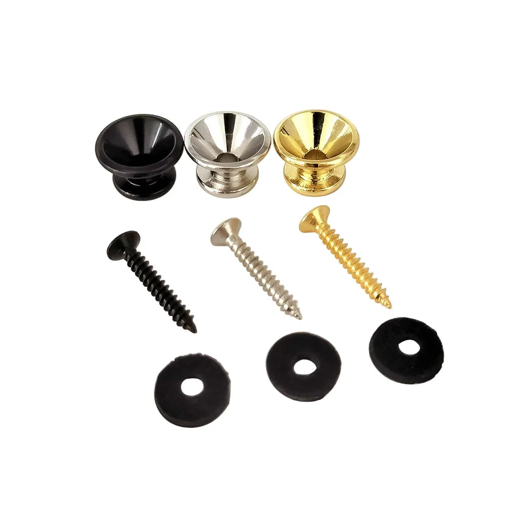 Botones de Correa Metal – 2 Unidades | Para Guitarra Eléctrica, Bajo y Ukulele | Multicolor