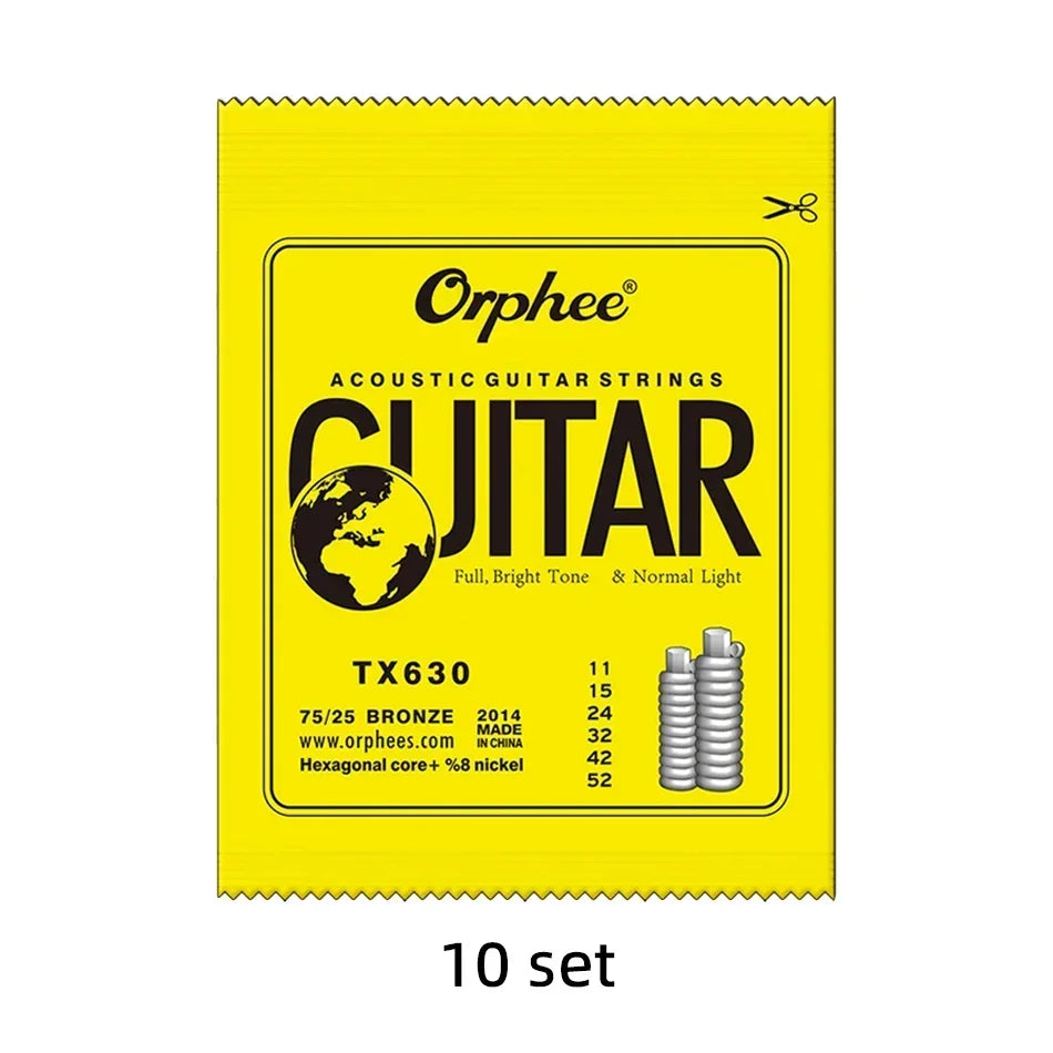 Cuerdas Guitarra Acústica Orphee TX Series – Bronce 75/25 | Calibres .010/.011/.012 | Pack 10 Sets
