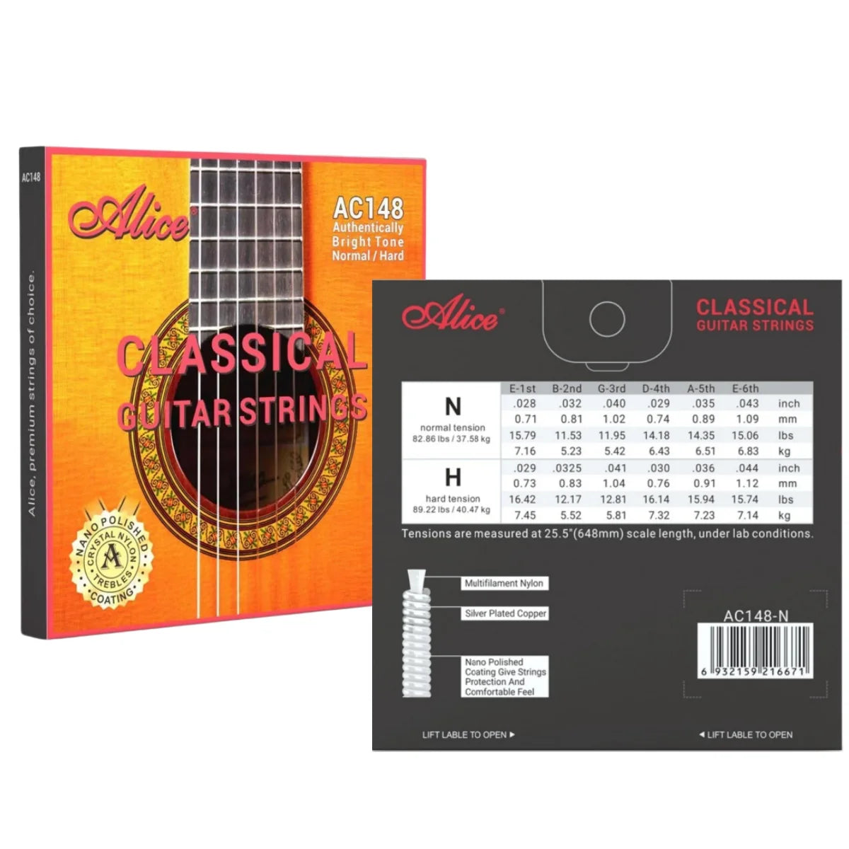 Cuerdas Guitarra Clásica Alice – Set Nylon | AC148 / AC158 / AC108 / AC130 / AC139 / AC136 / AC132