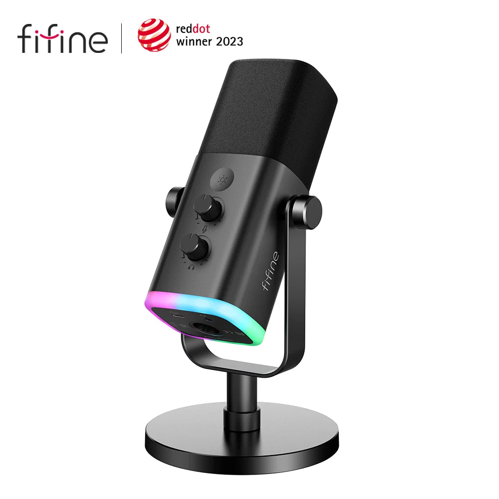 Micrófono Dinámico FIFINE AM8 – USB/XLR con Botón Mute Táctil para PC, PS5 y Mixer