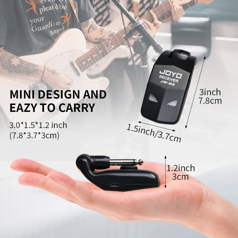JOYO JW-03 2.4GHz Wireless Guitar Transmitter Receiver 48K/16bit Wireless Guitar System 4 Cannel for Guitar Bass Practice