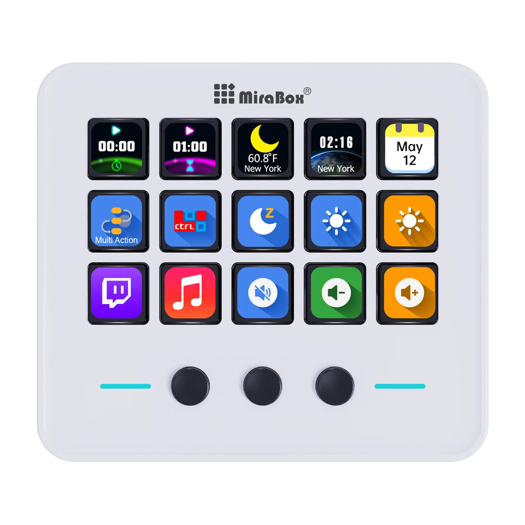 Controlador Macro LCD Mirabox M18 – 15 Teclas para OBS, Streaming, Edición y Gaming
