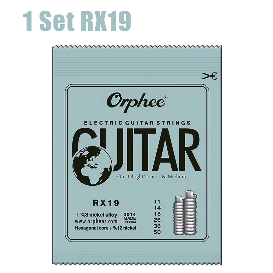 Cuerdas Guitarra Eléctrica Orphee RX Series – Acero Hexagonal | Pack 10 o 50 Sets