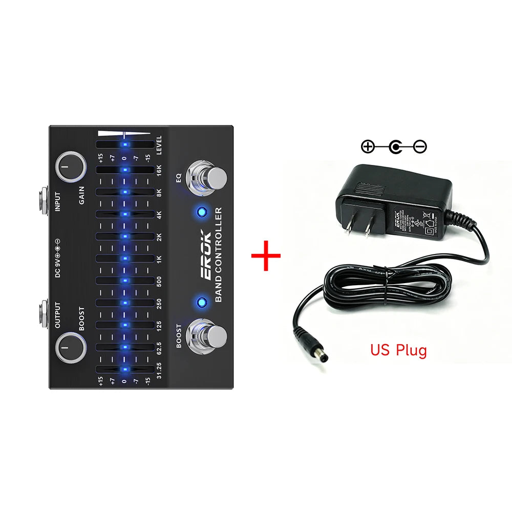 Pedal Ecualizador 10 Bandas EROK EQB-10 ±15dB – Guitarra y Bajo, True Bypass