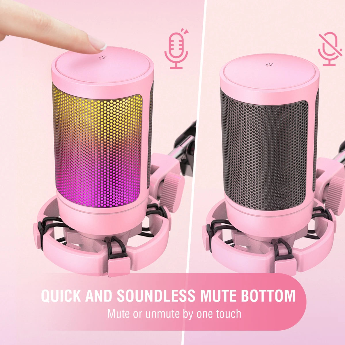 Micrófono Gaming USB FIFINE A6V RGB – Condensador con Filtro Pop, Shock Mount y Control de Ganancia