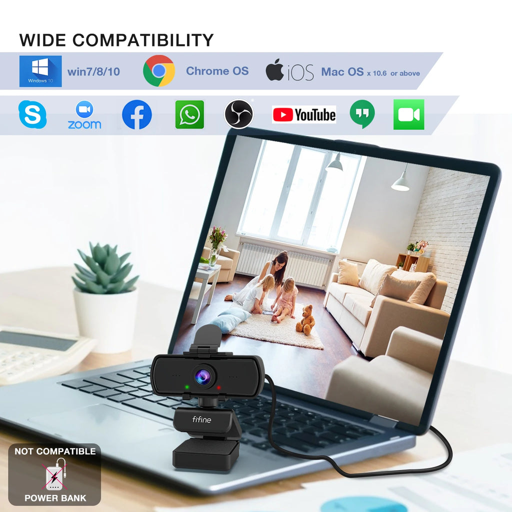 Webcam FIFINE K420 – 1440p Full HD con Micrófono y Trípode para Streaming y Videollamadas