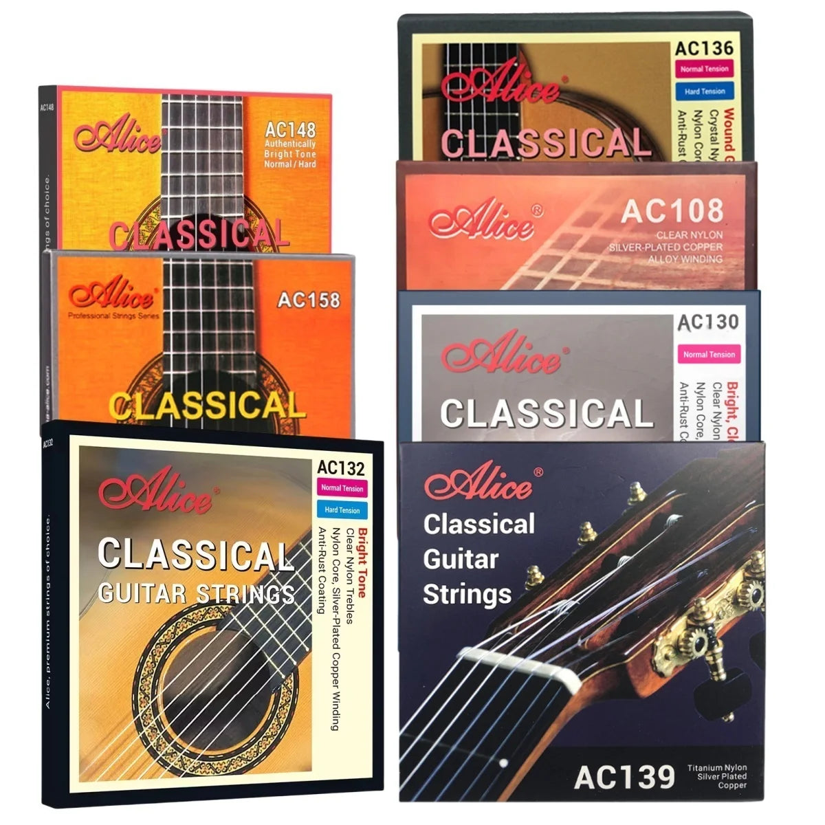 Cuerdas Guitarra Clásica Alice – Set Nylon | AC148 / AC158 / AC108 / AC130 / AC139 / AC136 / AC132