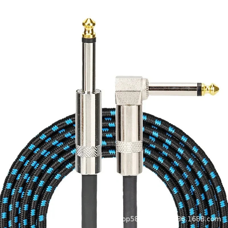 Cable de Guitarra Trenzado Jack 6.35mm 90° – Reducción de Ruido